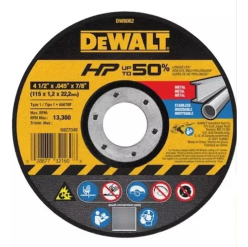 Kit 25 Disco Corte Fino Inox 4.1/2x1x7/8 Dw8062-ar Dewalt