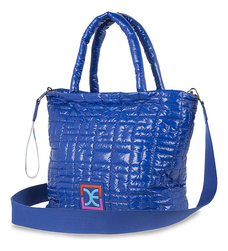 Bolsa Cloe Tote Para Mujer Material Reciclado Asa Removible Color Azul