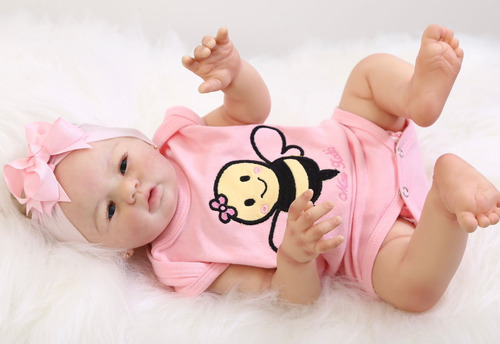 Boneca Bebê Reborn Abigail 50cm Corpo Silicone Realista Lu