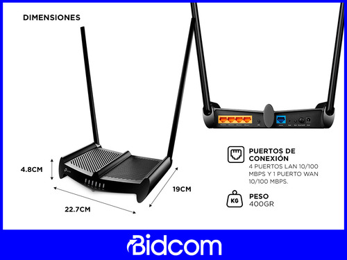 Router Inalámbrico Tp-link Wifi 300mbps 2 Antenas Hi Power