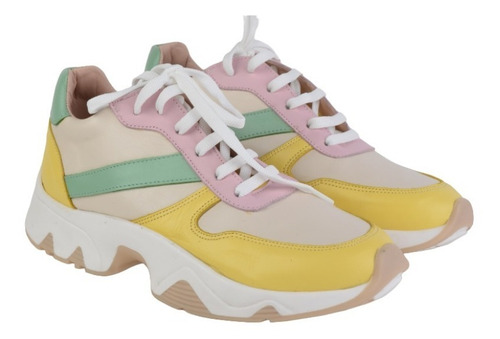 Imagen 3 de 6 de Zapatillas Urbanas Colores De Mujer De Cuero Pant - Ferraro