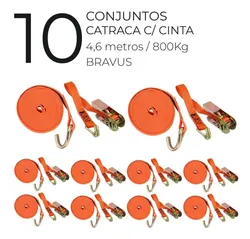 Comprar 10 Cinta Catraca Amarração Carga 800kg 4,6 Metros Gancho J no Mercado Livre