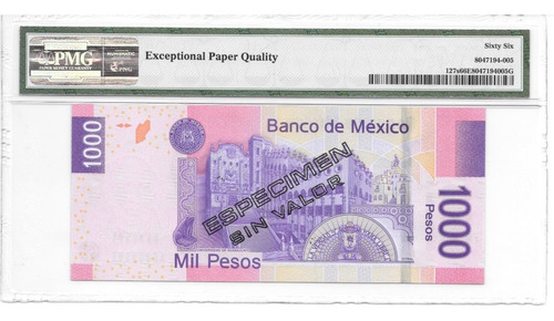 Imagen 2 de 5 de Billete Espécimen $1,000 Mil Pesos 2006 Hidalgo