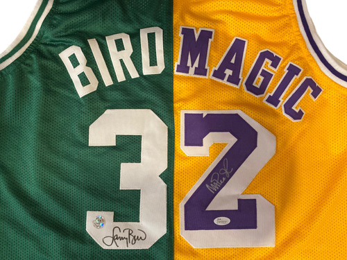 Autografo Magic Johnson Y Larry Bird Jersey Autografiado Jsa (Usado)