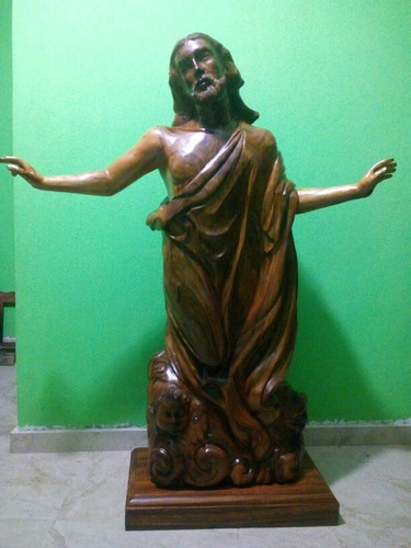 Escultura Cristo En Ascencion Tallado A Mano 1.4 Metros