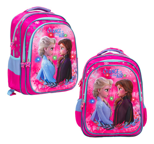 Bolsa Escolar Infantil Frozen Passeio Creche Luzes De Led