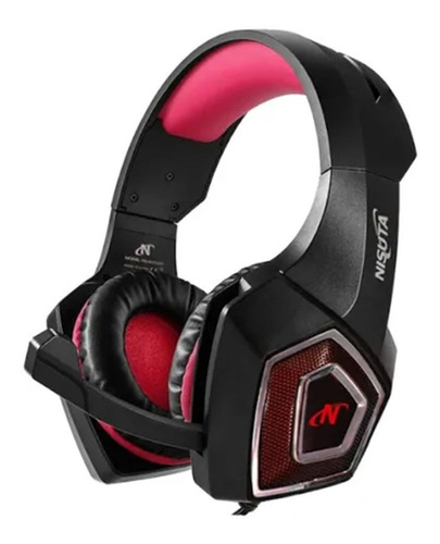 Imagen 1 de 1 de Auriculares gamer Nisuta NSAUG350 negro y rojo