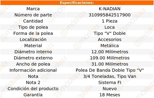 Polea Tipo V Doble Metalica B250 V6 3.9l 88-91