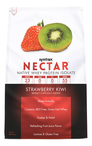 Nectar Whey Protein Isolado (907g) - Syntrax - Sabor Morango Com Kiwi