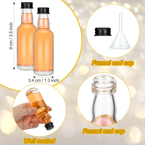 24 Mini Botellas De Licor De Vidrio Tapas, Botellas De ...