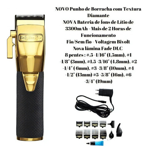 Babyliss Maquina Corte Gold Pro Fx Boost Black Bivolt Cor Preto 110v/220v