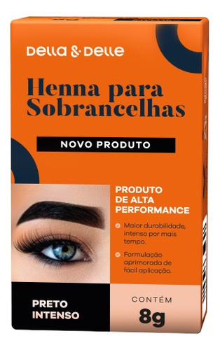 Henna Para Sobrancelhas Della & Delle 8g Cor Preto Intenso