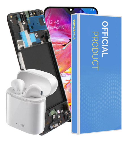 Tela Frontal Complet Com Aro Para Galaxy A70 Lcd Oled + Fone