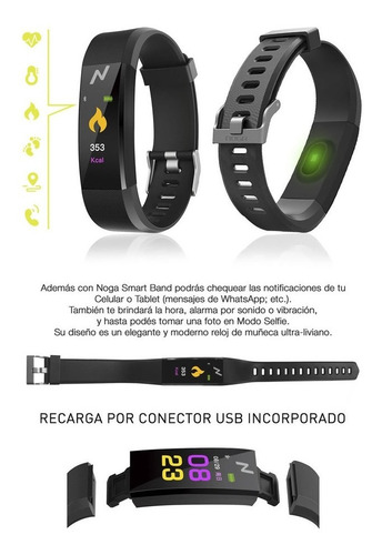 Smartband Noga Band NG-SB01 caja negra, malla celeste