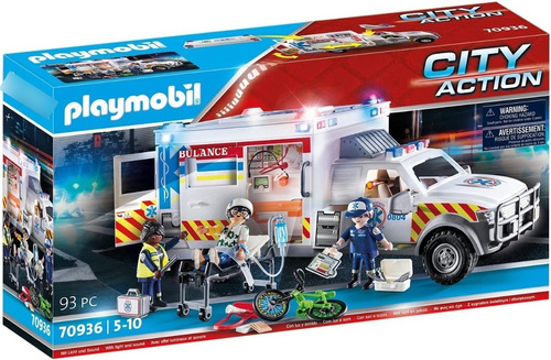 Juego Playmobil City Action Vehículo De Rescate Us Ambulance