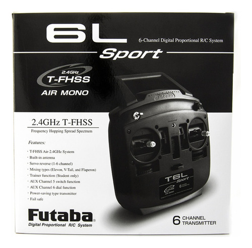 Rádio Futaba 6 Canais T-fhss 2.4 Ghz Com Receptor Sem Servos Cor Preto