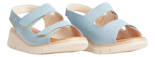 Sandalias De Cuero Tacón Plataforma Celeste Usa - Ad1908cel