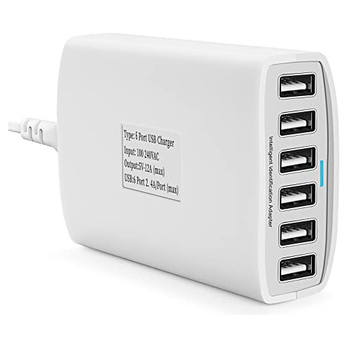 Cargador Usb De 60 W, 12 A, 6 Puertos Powerport 6, Esta...