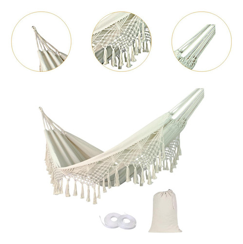 Hamaca De Macramé Bohemia Para Exteriores, Hamaca De Lona