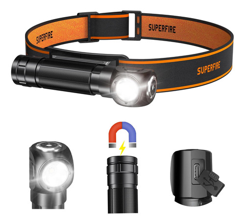 Lámpara De Cabeza Recargable De Lúmenes Superfire 1000, Led