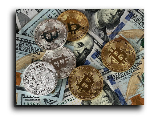 Cuadro Decorativo Canvas 80x120cm Bitcoin Dólar