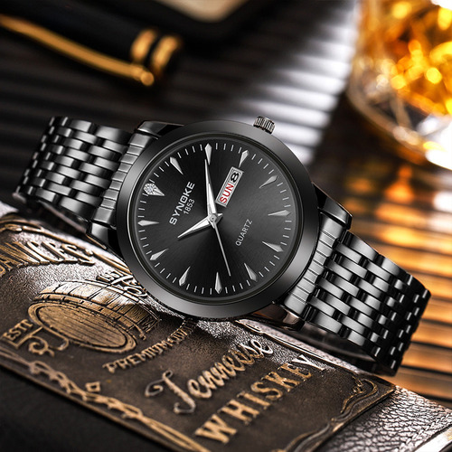Silver - Synoke Dual Calendar Alloy Quartz Watch