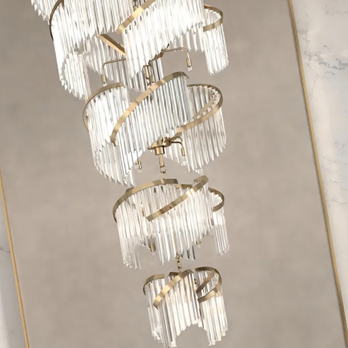 Pendente Lustre 200cm Metal Cristal Dourado Sindora Dcd06516 110v/220v