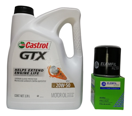 Aceite Castrol Gtx 20w50 Galón (3.78 L) + Filtro Aceite