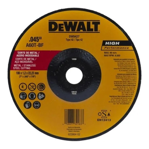 Disco Corte Ultrafino Dewalt 7´´ X 0,45´´ X 7/8´´