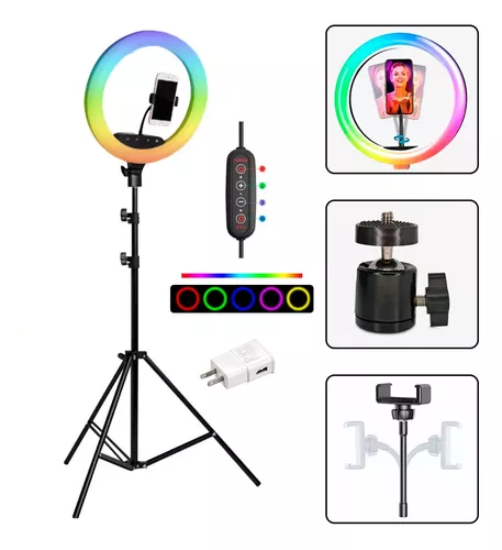 Aro De Luz Rgb 33cm para TikTok Redes Trípode 210cm Cargador I