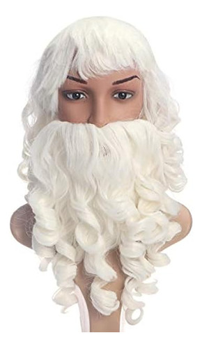 Juego Cabello Barba Papa Noel Peluca Blanca Navidad Accesori