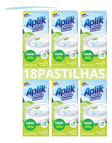 18 Pastilha Sanitária Adesiva Vaso Limão 6 Cx C/ 3 Unidades