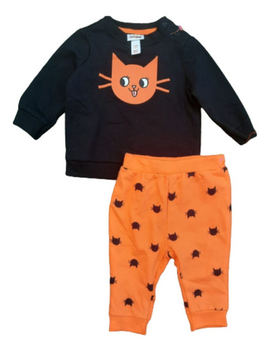 Conjunto Gatita Halloween Para Niña 2 Pzas