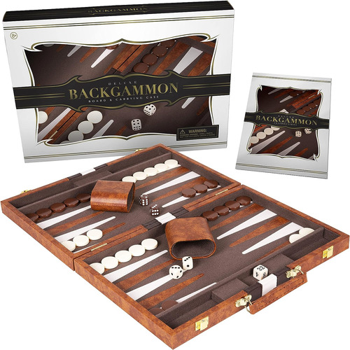 Backgammon Set Con Estuche De Cuero Premium