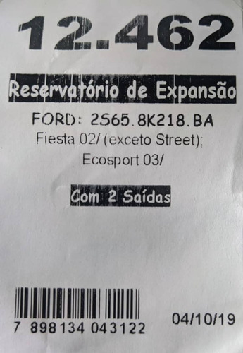 Envase Depósito Agua Refrigerante Ecosport Todas 1.6 2.0