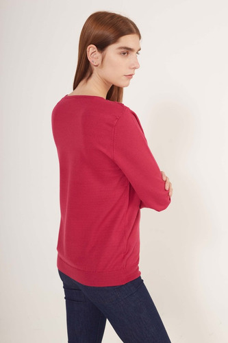 Sweater Ted Bodin Taurus Manga Larga Color Fucsia Para Mujer