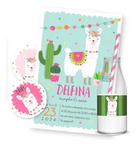 Comprar Kit Imprimible Llama Llamita Cactus Invitacion Candybar Agua