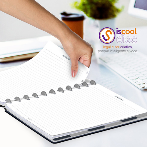 Caderno Disco Iscool Inteligente Grande Solid Touch Aço Azul