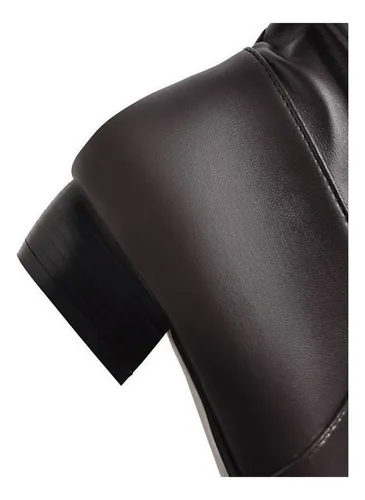 Botas Largas De Cuero Para Mujer Zapatos De Tacón Bajo