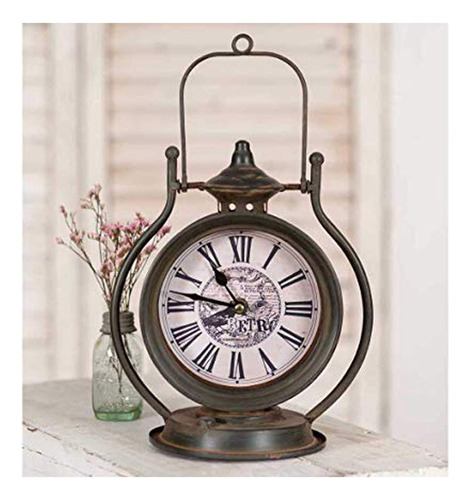 Vintage Rustic Farmhouse Reloj De Mesa Retro, 10.5 Pulgadas 