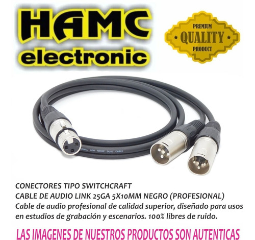 Imagen 2 de 5 de 2 Cables Canon Xlr Hembra A Dos Machos Balanceado X 1mts Cada Uno