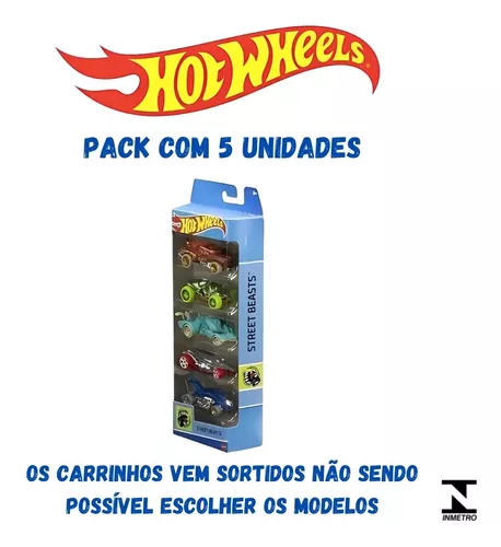 Carrinho Hot Wheels Kit 5 Unidades Sortidos sem Repetidos Matel