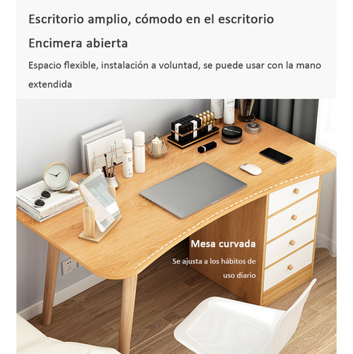 Escritorio Minimalista De Librero Para Oficina Con 3 Cajones