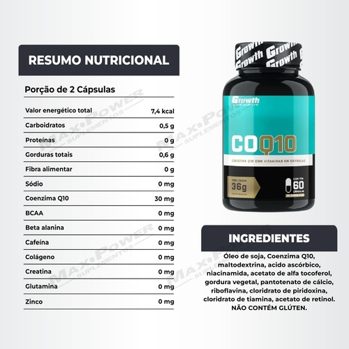 Coenzima Q10 60 Caps + Creatina 250g Creapure Growth