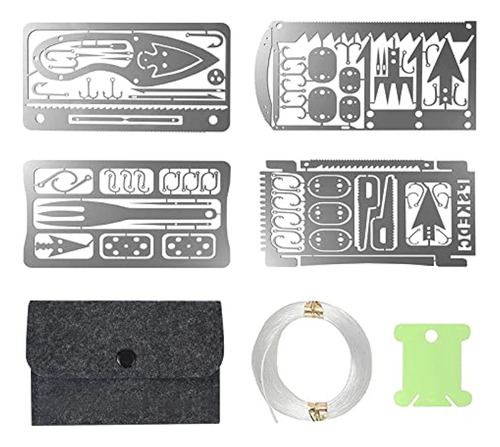 Survival Card Multitool Camping Kit With Fishing Line Gear,