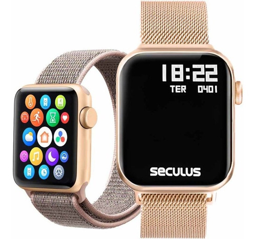 Smartwatch Plus Seculus Rose Troca Pulseira 17001mpsvrl4