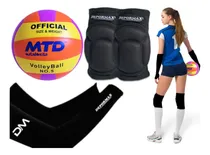 Comprar Kit Vóley Pelota Goma Mtd Mangas Rodilleras Color Negro