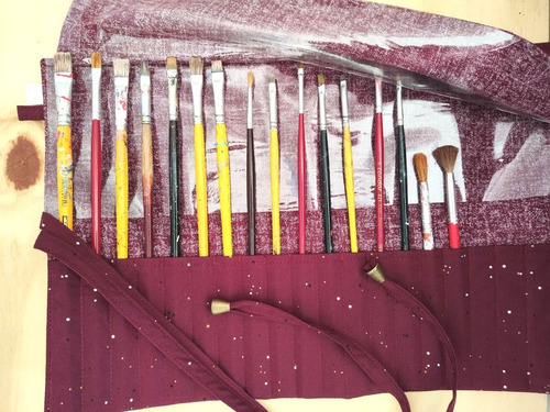 Imagem 2 de 4 de Estojo De Rolo Porta Pincéis De Pintura Com 30 Divisórias
