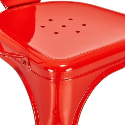 Cadeira Fixa Design Tolix Metal Pelegrin Pel-1518 Vermelha Cor da estrutura da cadeira Vermelho Cor do assento Vermelho