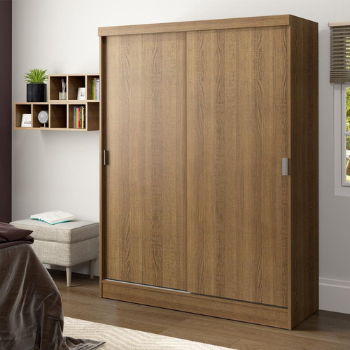 Guarda-roupa Solteiro Madesa Luke 2 Portas Correr De Madeira Cor Rustic